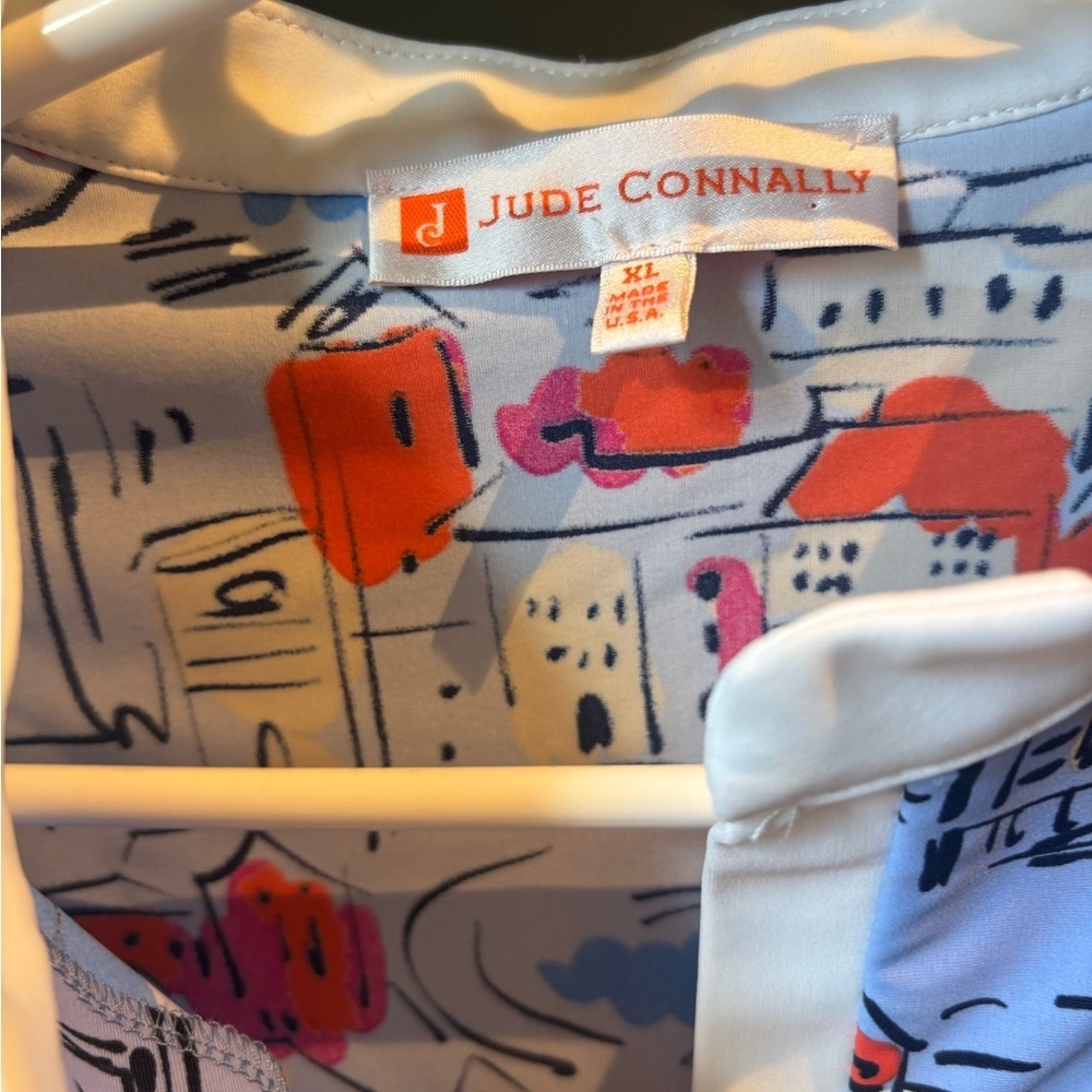 Jude Connally Light Blue Dress with Coral & Pink Sketch Print - Picture 2 of 3